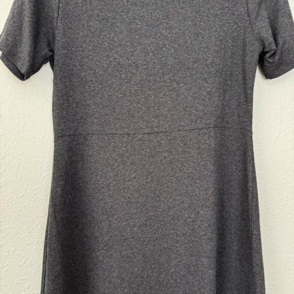 NWT Michael Stars zip up lambskin leather mix charcoal fit and flare dress M - Picture 10 of 13